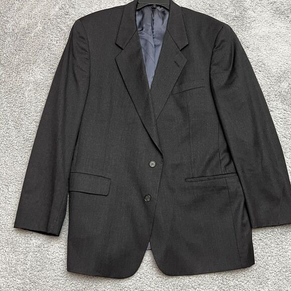 Hart Schaffner Marx  Suit Jacket‎ Mens 46L Black Solid Button Gold Trumpeter USA - Picture 1 of 11